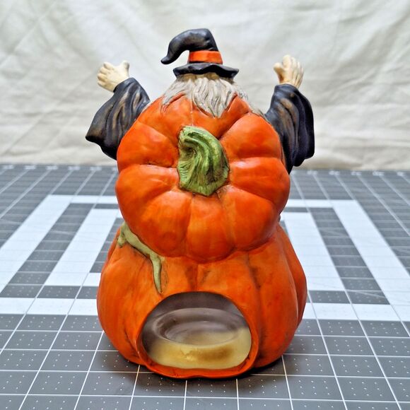 Vintage Creepy Halloween Witch Tealight Pumpkin Green Lizard Skull Tall Taiwan - Picture 6 of 11